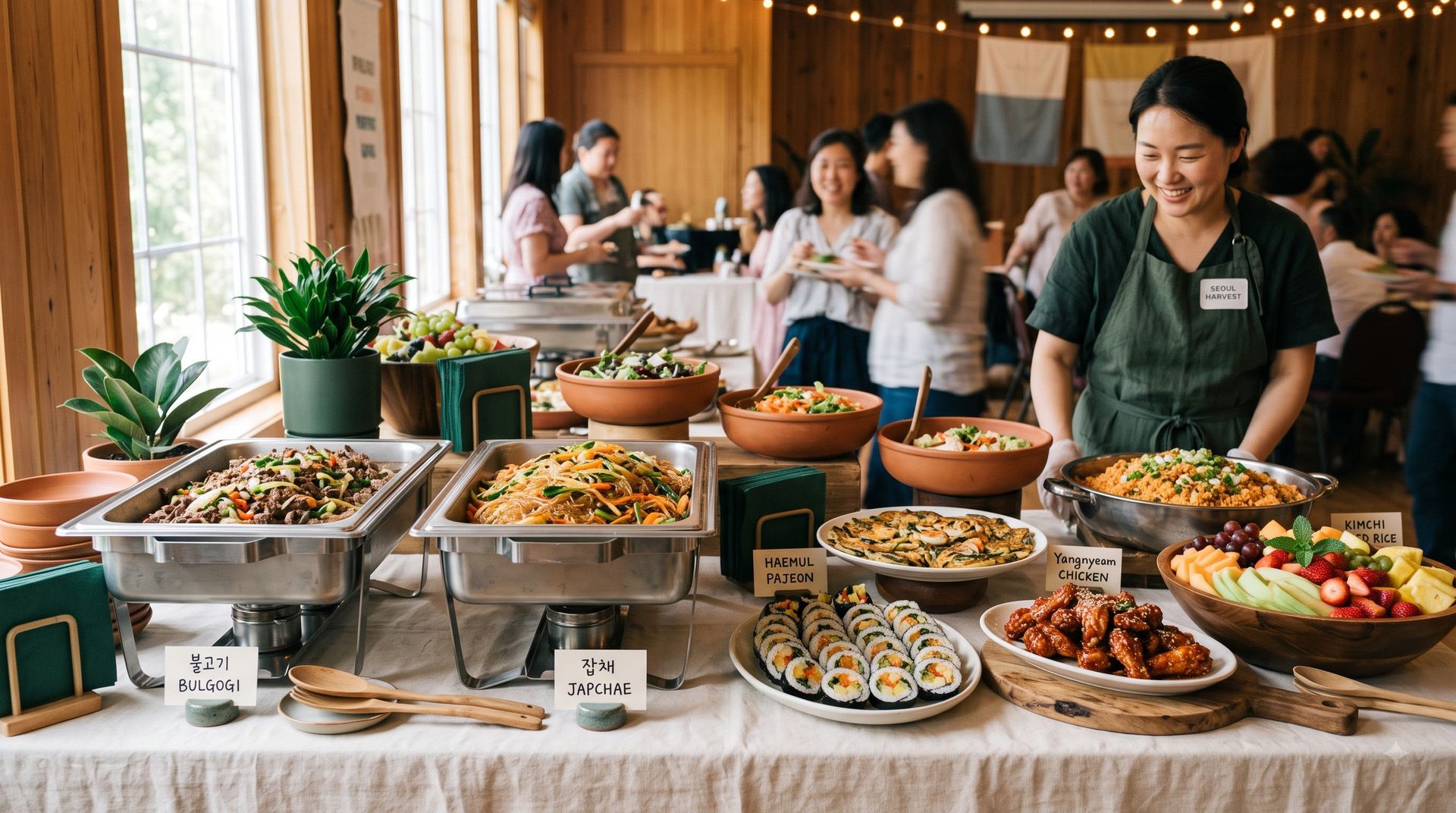 행사장에 차려진 케이터링 뷔페
