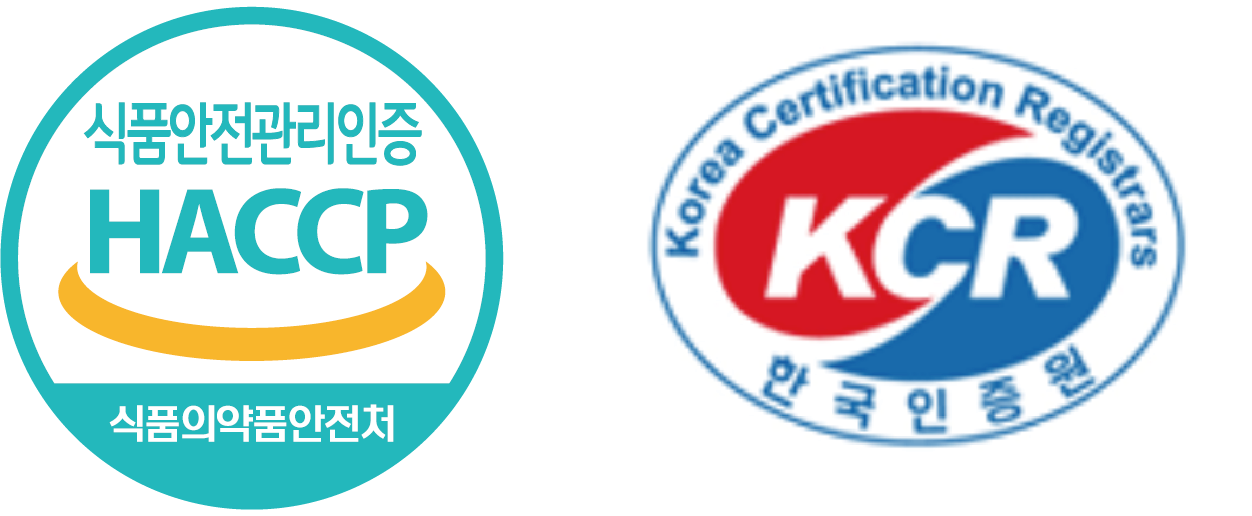 HACCP 안전관리인증 마크와 한국인증원 KCR 마크